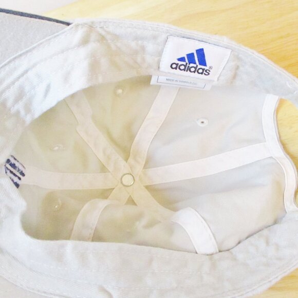 Adidas Baseball Hat Cap One Size Adjustable Beige, Blue Letters & Edging, Cotton - Picture 8 of 13